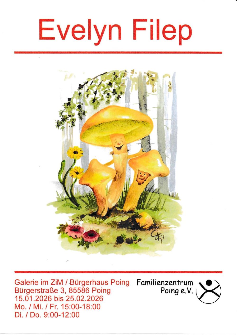 Flyer zur Ausstellung im ZiM Poing von Evelyn Filep