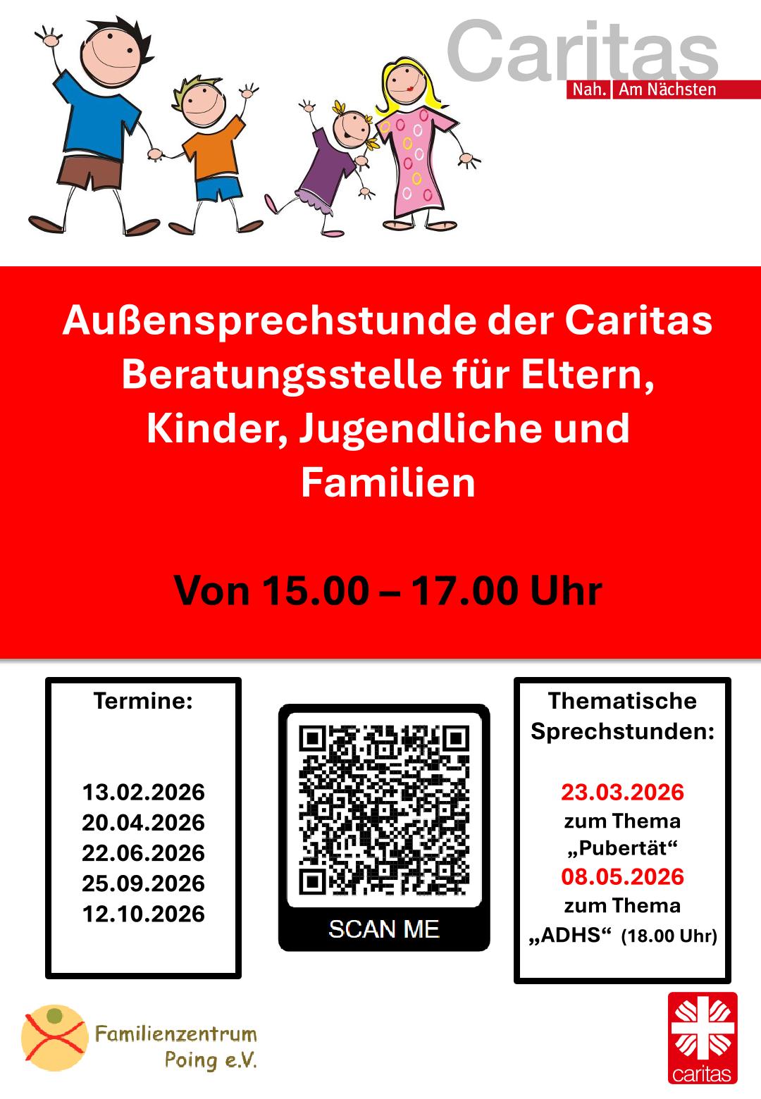 Termin zur Au&szlig;ensprechstunde der Caritas im ZiM Poing